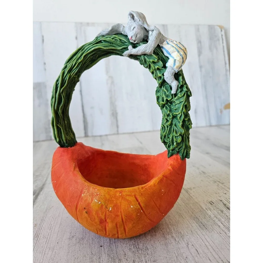Vintage dept 56‎ carrot basket Easter decor as is spring bunny